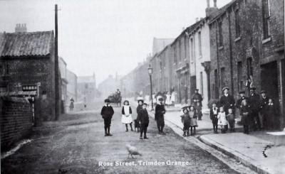 Rose Street (Chapel Row) showing gas street lamps, Trimdon Grange.